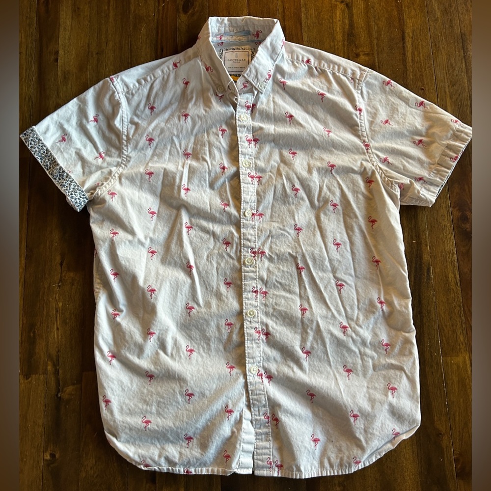Cactus Man Ricky Singh Slim Fit Size Medium white with lobster print